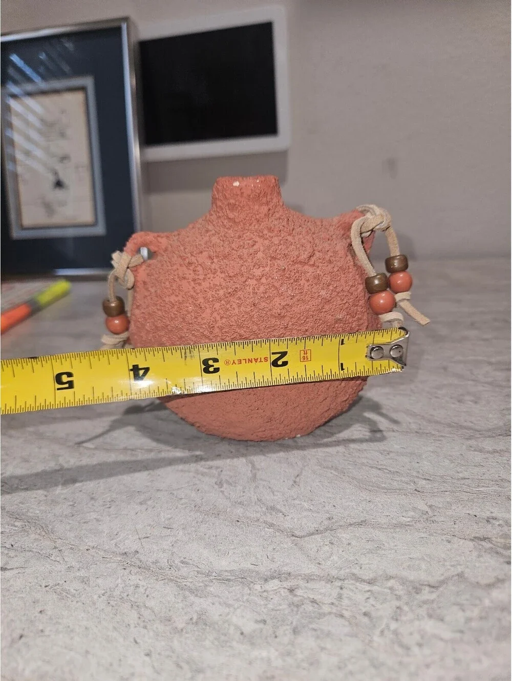Handmade Southwestern Style Clay Pot Vase with Painted Desert Scene